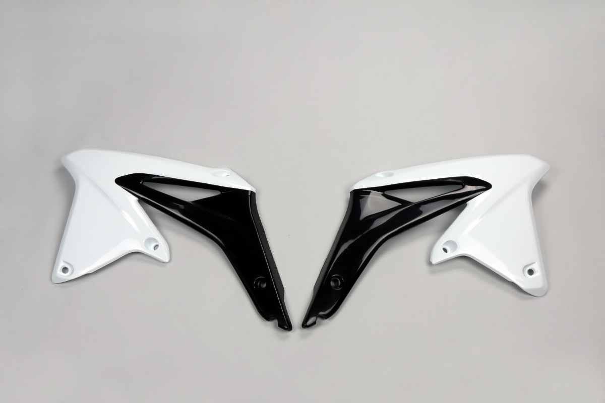 Radiator Covers white-black for Suzuki RMZ 450 (2008-17) - REPLICA PLASTICS - SU04917-041 - Ufo Plast