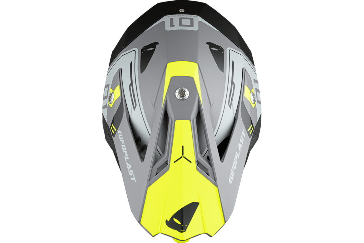 Motocross helmet Diamond grey and neon yellow - Home - he055 - UFO Plast