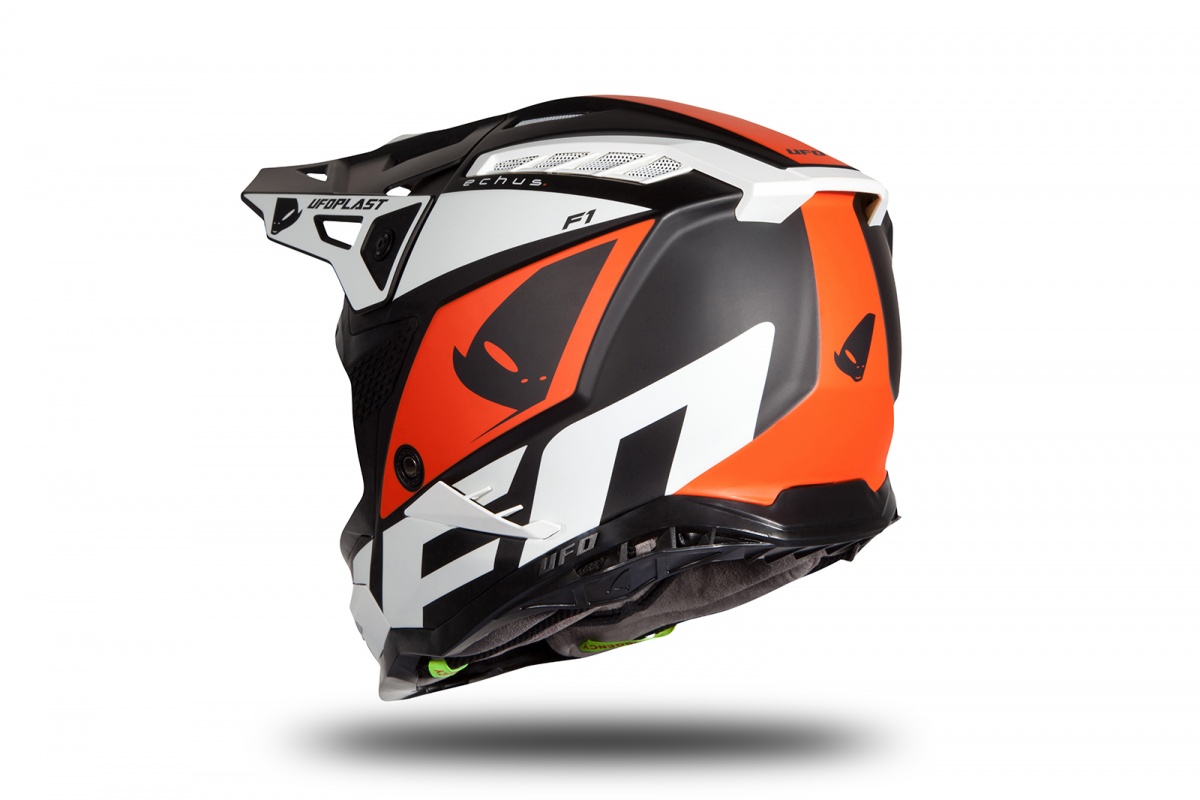 Motocross helmet Echus black, orange and white matt - NEW PRODUCTS - HE171 - UFO Plast