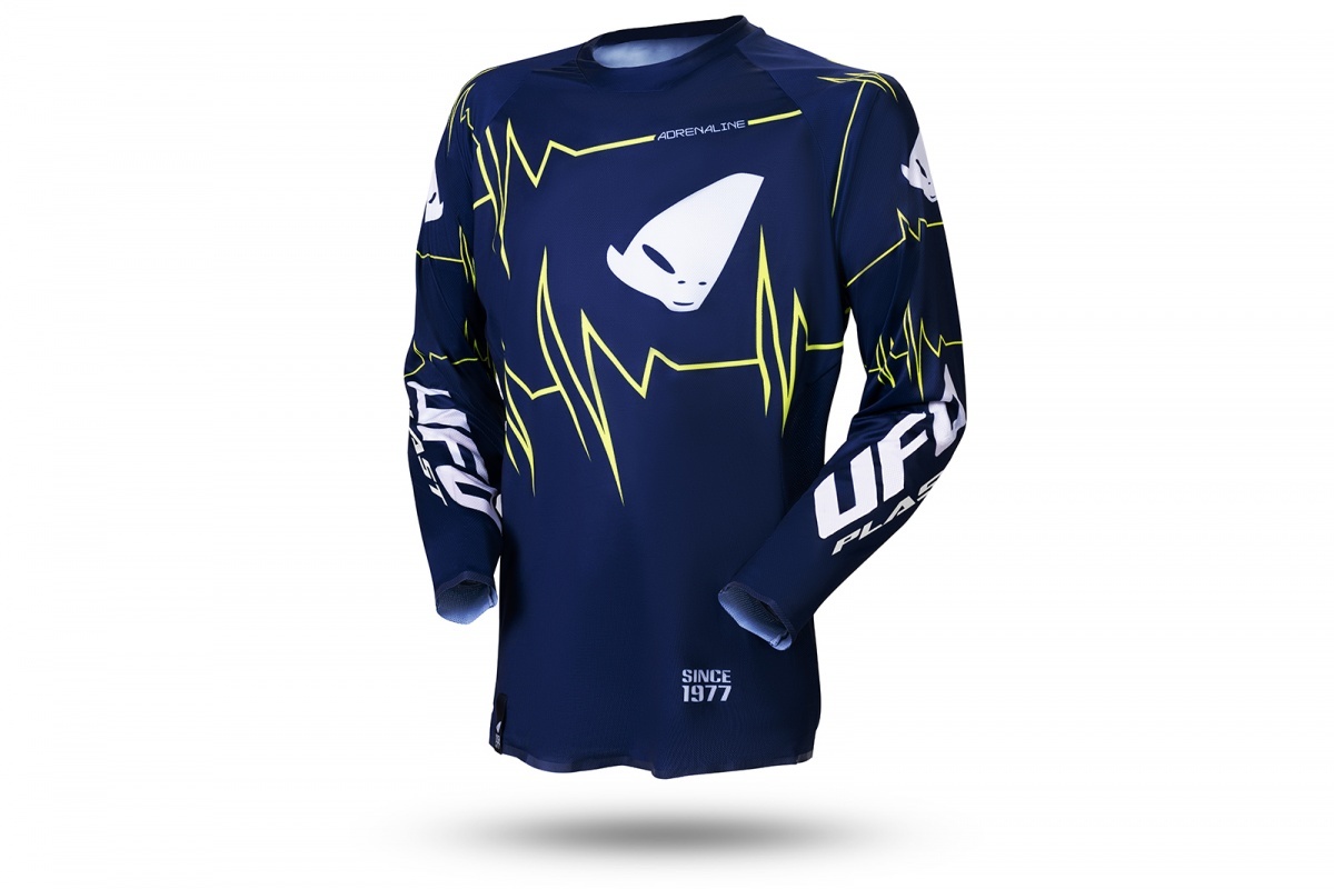 SLIM ADRENALINE MOTOCROSS JERSEY BLUE AND NEON YELLOW - ADULT - MG04488-N - UFO Plast