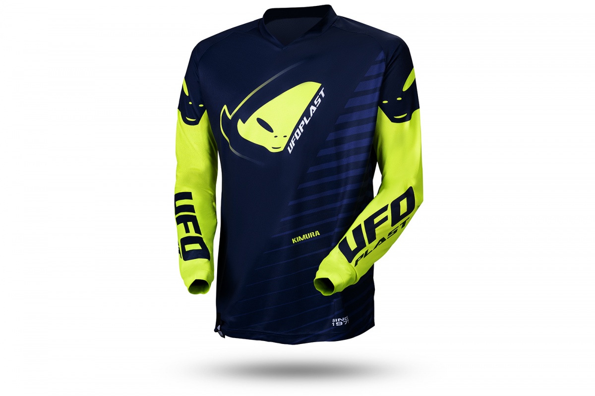 Motocross Kimura jersey for kids blue and neon yellow - CLOTHING - MG04494-NDFL - UFO Plast